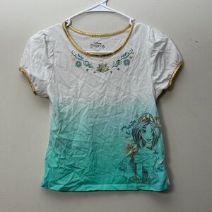Disney Princess White and Green Short Sleeve Tee